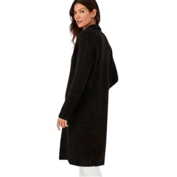 Ann Taylor Sweaters - Ann Taylor NWT Speckled Flecked Black Long Sweater Coat Duster Sz 6P